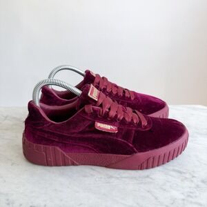 Puma Cali burgundy red velvet sneakers women's size 8